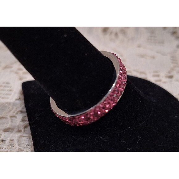 EUC Pink Rhinestone Eternity Band Ring Size 10 - Picture 3 of 5